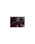 Classic anime girl mouse pad 14x10 inches with white-haired demon queen, horns, roses, gothic skull art.