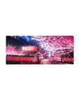 Streamlined Moonlit Sakura Street Deskmat 28x12 featuring glowing blossoms for bold yet calming workspace energy