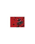 Classic 14x10 inches mouse pad featuring Itachi Uchiha, with a minimalist design of crows and a bold red background.