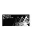 Misato Katsuragi 28x12 mouse pad featuring a grayscale noir design that captures her strength, charisma, and fearless energy