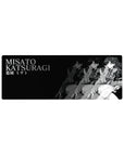 Misato Katsuragi 32x12 mouse pad with grayscale noir design, showcasing her strength and charisma for a bold anime look