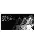 Misato Katsuragi 32x16 mouse pad featuring grayscale noir design, highlighting her strength, charisma, and fearless energy
