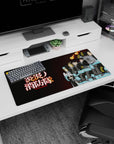 Special Fire Force squad in formation on anime mouse pad 32x16 inches, helmets on with flame spirits.