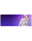 32x12 inches anime girl desk mouse pad with Emilia-inspired art, silver hair and lavender-white outfit.