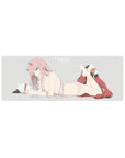 Compact Zero Two Smirk Minimalist Mouse Pad 32x12 with Darling in the Franxx theme for stylish and sleek desk decor