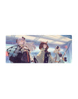 Arknights anime girl mouse pad 28x12 inches with three operators in a glowing sci-fi hallway.