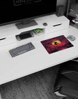 Anime mouse pad 14x10 inches showing a lone ninja mid-leap with twin swords above a glittering city.