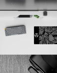 Black and steel-gray 14x10 inches anime mouse pad with dark Akatsuki vibe, masks, and tense swirl.