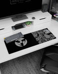 Obito, Kakashi, Itachi, and Sasuke staring in manga-style panels on anime mouse pad 32x12 inches.