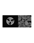 28x12 inches anime mouse pad with Naruto-style manga panels, Sharingan eyes, masks, and Uchiha art.