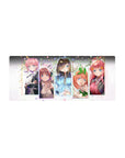 Quintessential Quintuplets anime girl mouse pad 28x12 inches with the Nakano sisters in frame blocks.