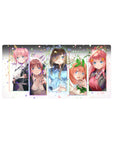 Quintessential Quintuplets anime girl mouse pad with all five Nakano sisters, 32x16 inches.