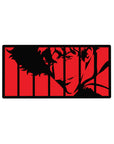 Mouse pad with Spike Spiegel, 32x16 inches, in a red-and-black silhouette with noir-inspired framing for a bold, intense design.