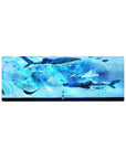 32x12 inches anime girl mouse pad with whale sharks, star-speckled ocean scene and cute fish confetti.