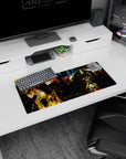 Anime mouse pad 28x12 inches featuring Overlord's Ainz with undead army under crimson skies, displaying powerful energy.