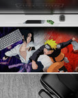 Naruto and Sasuke desk pad 40x20 inches, featuring Kurama and Susanoo in dynamic battle from Naruto anime.