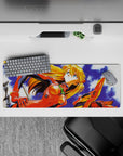 32x12 inches mouse pad featuring Asuka Langley Shikinami in a vintage design, with golden hair, red plugsuit, and a sky of deep blues.