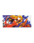 Mouse pad featuring Asuka Langley Shikinami in a vintage design, 28x12 inches, with golden hair, red plugsuit, and deep blue skies.