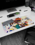 Kazuma and KonoSuba crew chibi anime mouse pad, 32x16 inches, featuring Aqua, Megumin, Darkness in bright colors.