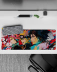 Anime mouse pad 32x12 inches featuring Team 7—Sakura, Naruto, Sasuke—in dynamic sketch-art style, vibrant and bold.