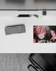 Small-sized 14x10 mouse pad with anime theme adds bold, high-tech energy to any desk or workspace