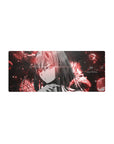 Streamlined Cyber Crimson Glitch Mouse Pad 28x12 featuring glowing red accents for bold workspace energy