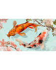 Koi Fish Serenity desk mat 40x20 featuring vibrant scales and cherry blossoms for tranquil Eastern-inspired style