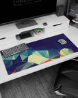 Topo-inspired 36x16 inches desk pad with sleek contour lines, combining minimalist elegance and functionality for work or gaming.