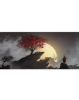 Samurai Moonlit Warrior desk mat 36x16 with moonlit theme for immersive decor and inspiring focus