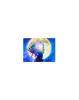 Classic anime mouse pad 14x10 inches with lone warrior under a golden moon in a starry galaxy backdrop.