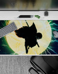 40x20 inches desk pad showcasing a warrior surrounded by electrifying lightning and a glowing backdrop, ideal for fans of powerful action designs.