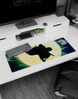 Artistic 32x12 inches mouse pad showcasing a warrior and electrifying lightning, perfect for adding intensity to your desk setup.