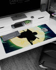 Artistic 36x16 inches desk pad featuring a silhouetted warrior in electrifying lightning, perfect for adding powerful intensity to your workspace.