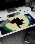 Large 40x20 inches desk pad with a silhouetted warrior engulfed in lightning, capturing raw power and striking energy in a dynamic design.