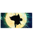 Mouse pad featuring a warrior surrounded by electrifying lightning, 32x16 inches, capturing dynamic energy and power in a glowing backdrop.