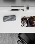 Tan sand and deep shadow anime mouse pad 14x10 inches, intense green-eye look with smooth glide.