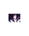 Classic anime girl mouse pad 14x10 inches with violet eyes, dark bob cut, tiara, and wand on midnight.