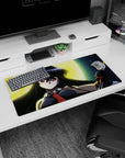 Modern 32x16 inches mouse pad featuring Akame design, with glowing red eyes and a golden moon for a stunning contrast of power and fate.
