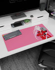 Modern 32x16 inches mouse pad featuring bold minimalist silhouette in pink and red hues, with clean vector lines for a sleek, contemporary effect.