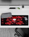 32x12 inches mouse pad with Uchiha Clan design, blending fiery red clouds, Sharingan symbols, and Uchiha fan for a bold, powerful vibe.