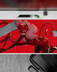 Anime mouse pad 40x20 inches featuring Ann Takamaki as Panther from Persona 5, in a bold red and black design.
