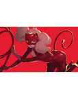 Anime desk pad 40x20 inches featuring Ann Takamaki as Panther from Persona 5; red background, glossy suit, confident pose.