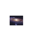 Galaxy swirl classic mouse pad 14x10 inches with tiny stars and a soft glowing core.