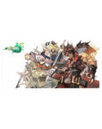 Guilty Gear Xrd anime mouse pad 32x16 inches with Sol Badguy lead and fighters in diagonal poster stack.