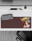 32x12 inches anime mouse pad in sunset orange, gold, and blush pink with a dreamy, cozy vibe.