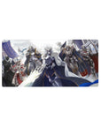 Mouse pad featuring a medieval army in shining armor, 32x16 inches, with a majestic commander leading their epic march, exuding strength and unity.