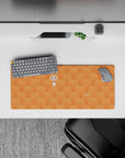 28x12 inches anime mouse pad in warm tangerine tones, cute pattern, cozy vibe for long nights.