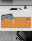 32x12 inches anime desk mat in warm tangerine tones, bright smooth surface, cute comfy vibe for long nights.