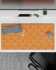 32x16 inches anime mouse pad in warm tangerine tones, cozy cute vibe, clean bright pattern for long nights.