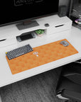 32x12 inches anime mouse pad showing a tiny rosy-cheeked girl popping up among a sea of sleepy hamsters.